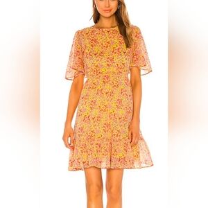 Banjanan Revolve NWOT Pink And Yellow Floral Babydoll Mini Dress Size Small